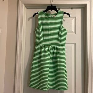 J Crew Factory Green Striped Zipper Dress XS